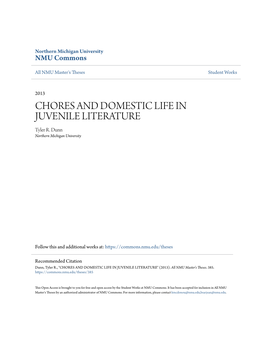 CHORES and DOMESTIC LIFE in JUVENILE LITERATURE Tyler R