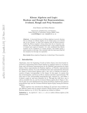 Kleene Algebras and Logic: Boolean and Rough Set Representations, 3