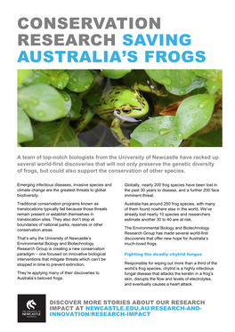 Conservation Research Saving Australia's Frogs