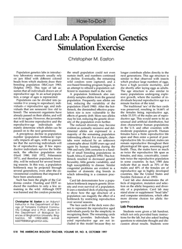 Card Lab: a Population Genetics Simulation Exercise