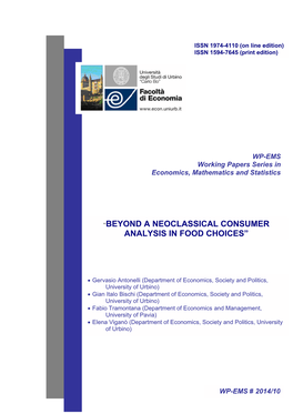 “Beyond a Neoclassical Consumer Analysis in Food Choices”
