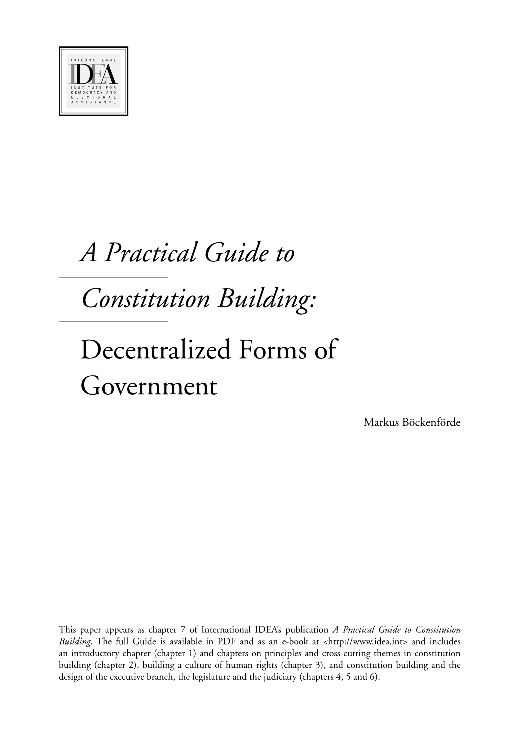 Decentralized Forms of Government