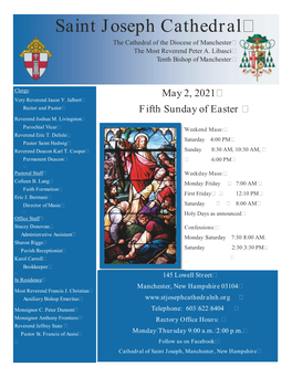 May 2, 2021 Ifth Sunday of Easter