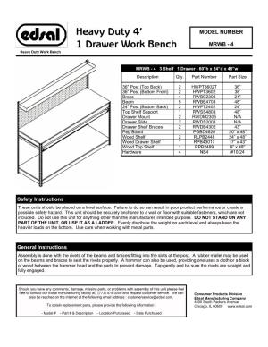 Heavy Duty 4' 1 Drawer Work Bench