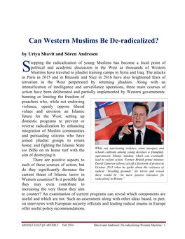Can Western Muslims Be De-Radicalized?