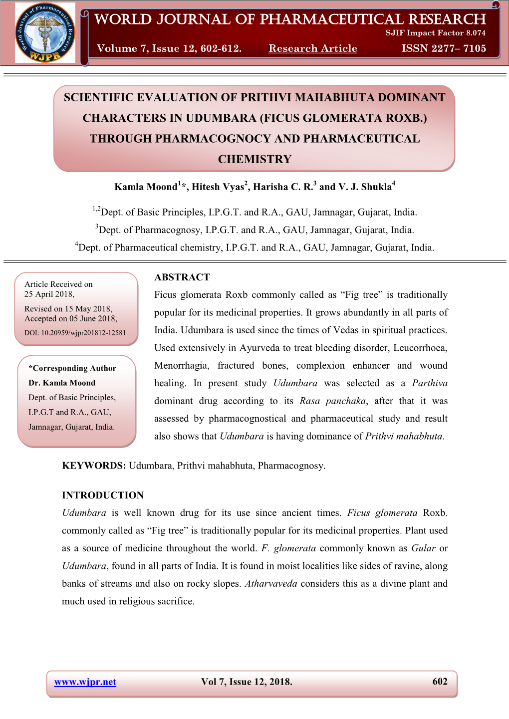 World Journal of Pharmaceutical Research Kamla Et Al