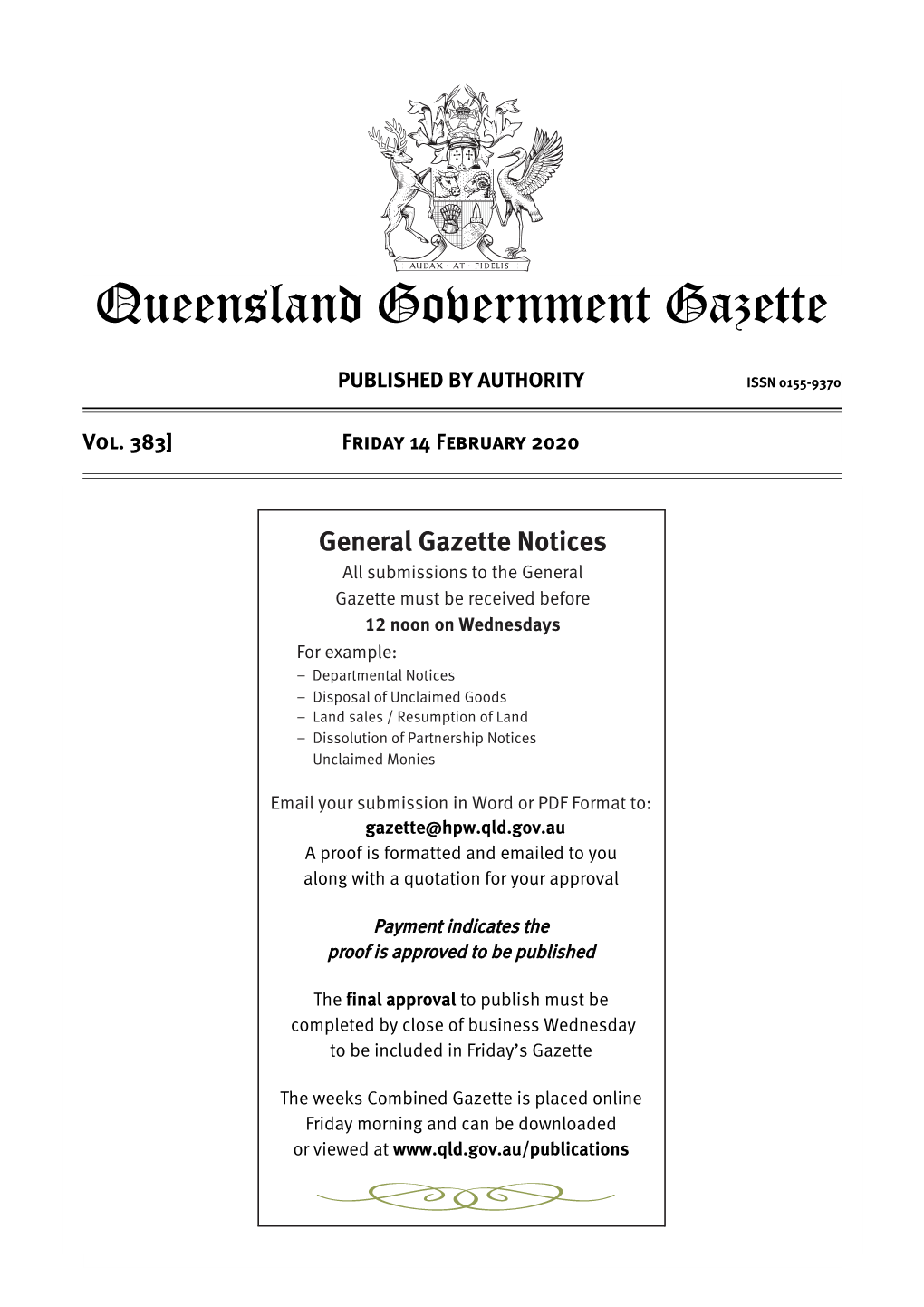 Queensland Government Gazette