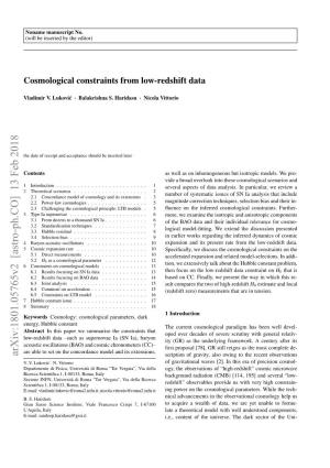 Cosmological Constraints from Low-Redshift Data