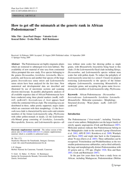 How to Get Off the Mismatch at the Generic Rank in African Podostemaceae?