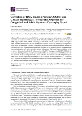 Correction of RNA-Binding Protein CUGBP1 and GSK3 Signaling As
