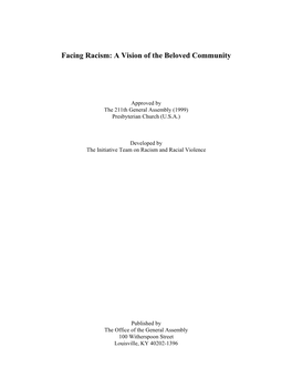 Facing Racism: a Vision of the Beloved Community