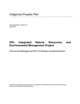 Indigenous Peoples Plan PHI: Integrated Natural Resources and Environmental Management Project