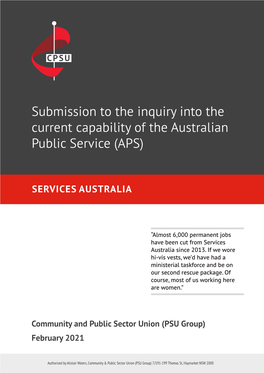 Submission to the Inquiry Into the Current Capability of the Australian Public Service (APS)