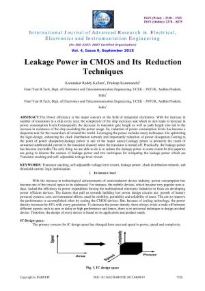 Leakage Power in CMOS and Its Reduction Techniques