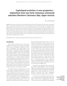 Cephalopod Evolution: a New Perspective – Implications from Two Early Cretaceous Ammonoid Suborders (Northern Calcareous Alps, Upper Austria)