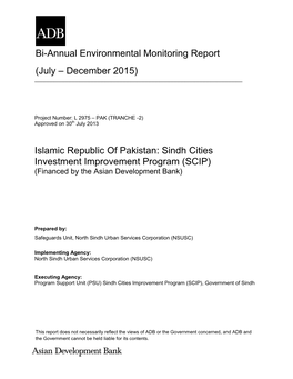 Bi-Annual Environmental Monitoring Report (July – December 2015)