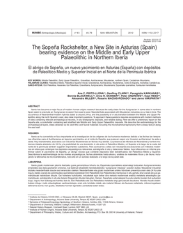 The Sopeña Rockshelter, a New Site in Asturias (Spain) Bearing Evidence on the Middle and Early Upper Palaeolithic in Northern Iberia