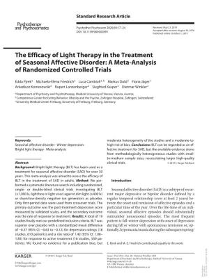 Light Therapy and Seasonal Affective Disorder (SAD)