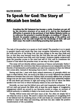 "To Speak for God: the Story of Micaiah Ben Imlah," Anvil 14.4