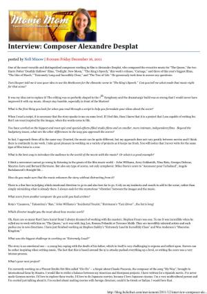 Interview: Composer Alexandre Desplat Posted by Nell Minow | 8:00Am Friday December 16, 2011