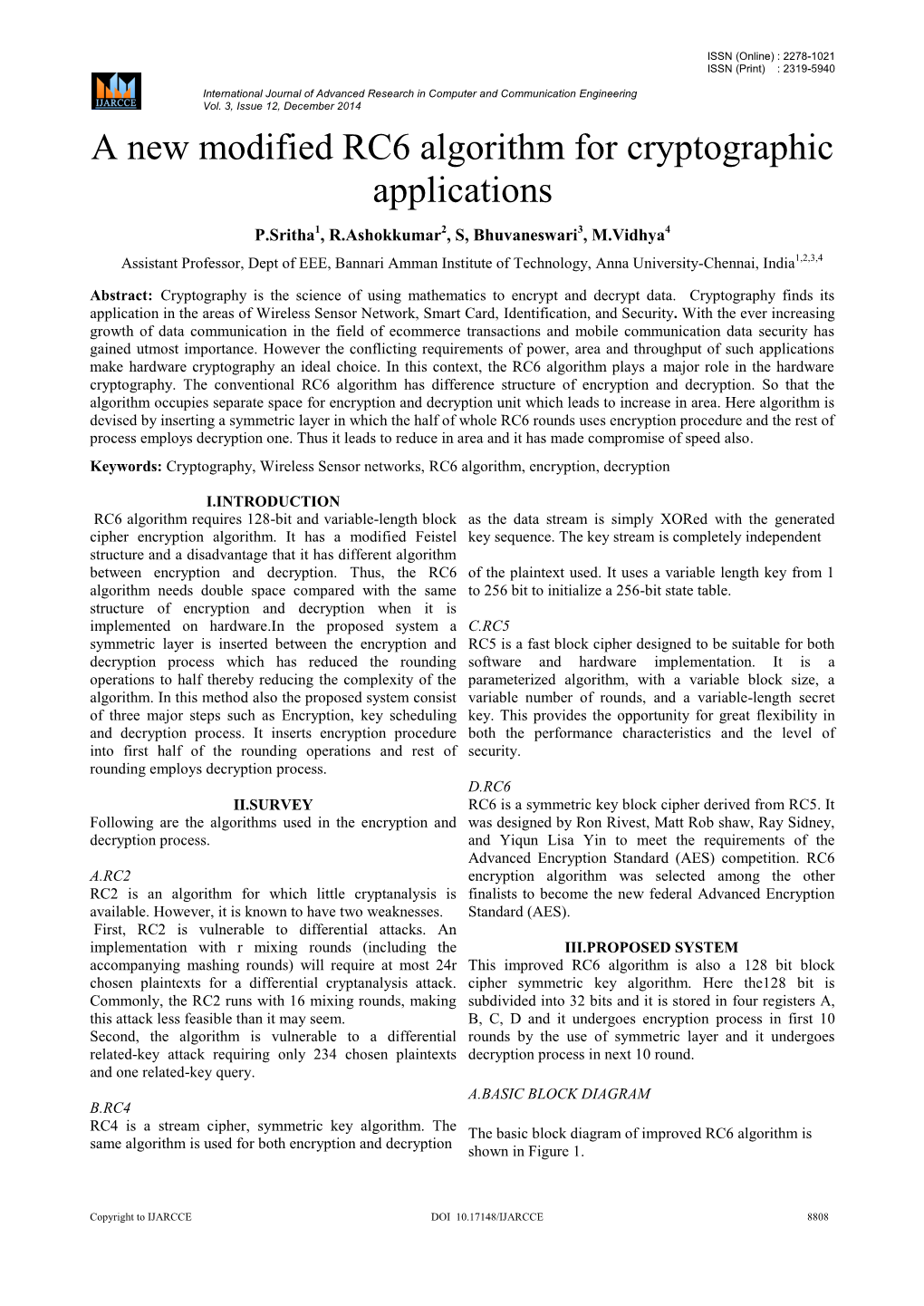 A New Modified RC6 Algorithm for Cryptographic Applications