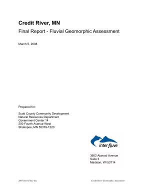 Credit River, MN Final Report - Fluvial Geomorphic Assessment
