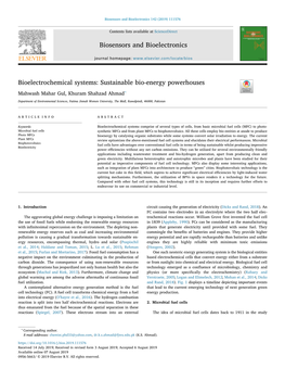 Biosensors and Bioelectronics Bioelectrochemical Systems