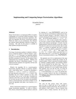 Implementing and Comparing Integer Factorization Algorithms