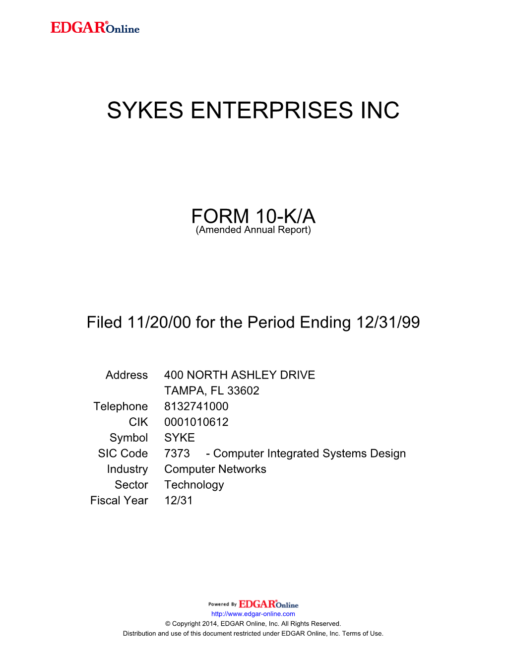 Sykes Enterprises Inc