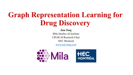 Graph Representation Learning for Drug Discovery