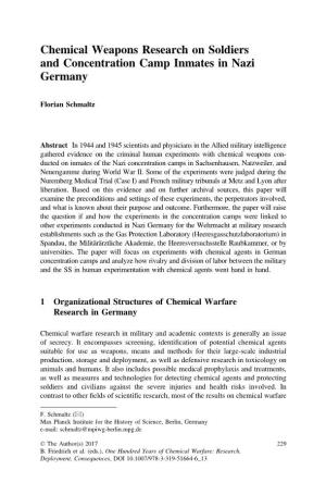 Chemical Weapons Research on Soldiers and Concentration Camp Inmates in Nazi Germany