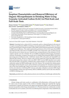 Sorption Characteristics and Removal Efficiency of Organic