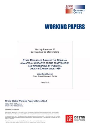 Working Paper No. 75 - Development As State-Making