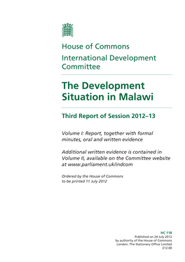 The Development Situation in Malawi