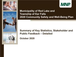 Municipality of Red Lake and Township of Ear Falls 2020 Community Safety and Well-Being Plan