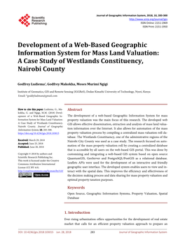 Development of a Web-Based Geographic Information System for Mass Land Valuation: a Case Study of Westlands Constituency, Nairobi County