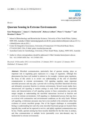 Quorum Sensing in Extreme Environments