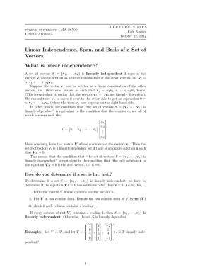 Linear Independence, Span, and Basis of a Set of Vectors What Is Linear Independence?