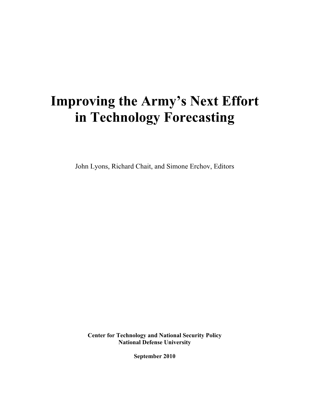 Improving the Army's Next Effort in Technology Forecasting