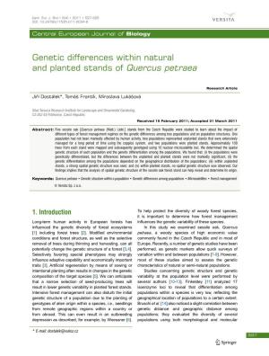 Genetic Differences Within Natural and Planted Stands of Quercus Petraea