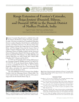 Boiga Forsteni) Is a Colubrid with a Wide Fbut Disjunct Distributionprofile in Nepal, Sri-Lanka, and India