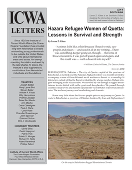 Hazara Refugee Women of Quetta: Lessons in Survival and Strength