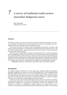 7 a Survey of Traditional South-Eastern Australian Indigenous Music