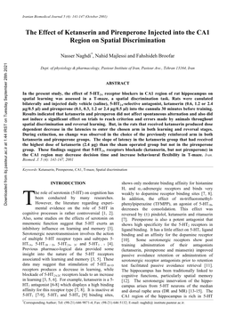 The Effect of Ketanserin and Pirenperone Injected Into the CA1 Region on Spatial Discrimination