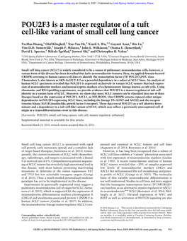 POU2F3 Is a Master Regulator of a Tuft Cell-Like Variant of Small Cell Lung Cancer