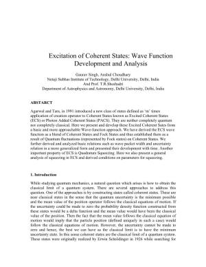 Excitation of Coherent States: Wave Function Development and Analysis