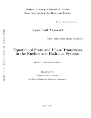 Equation of State and Phase Transitions in the Nuclear