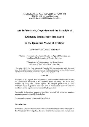 Are Information, Cognition and the Principle of Existence Intrinsically