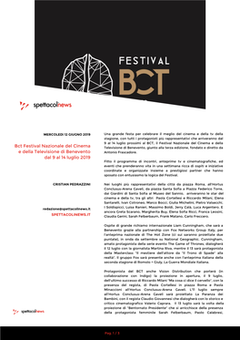 Bct Festival Nazionale Del Cinema E Della Televisione Di Benevento