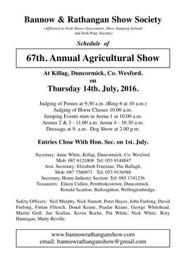 67Th. Annual Agricultural Show